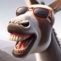 Cheerful donkey smiling. Generative AI