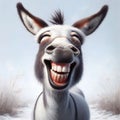 Cheerful donkey smiling. Generative AI