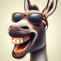 Cheerful donkey smiling. Generative AI