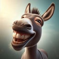 Cheerful donkey smiling. Generative AI