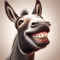 Cheerful donkey smiling. Generative AI