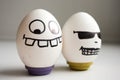 Cheerful eggs. cool with glasses