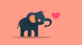 A cheerful elephant illustration with a heart on a solid background Royalty Free Stock Photo