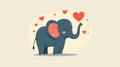 A cheerful elephant illustration with a heart on a solid background Royalty Free Stock Photo