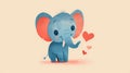 A cheerful elephant illustration with a heart on a solid background Royalty Free Stock Photo