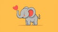 A cheerful elephant illustration with a heart on a solid background Royalty Free Stock Photo