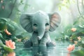 Concept Elephant Photography, Wildlife Portraits, Cheerful Elephant Splashing in Serene Waters Royalty Free Stock Photo