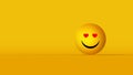 Cheerful emoji with heart eyes isolated on yellow background with copyspace Royalty Free Stock Photo