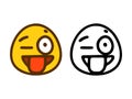 Cheerful emoticon showing tongue in two style