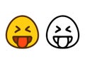 Cheerful emoticon showing tongue in two style