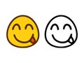 Cheerful emoticon showing tongue in two style