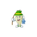 Cheerful face Fishing white radish mascot design