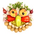 Cheerful face made from fruits and vegetables