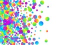 Cheerful falling confetti scatter vector background. Rainbow round particles new year vector.