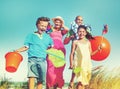 Cheerful Family Bonding by the Beach Holiday Concept Royalty Free Stock Photo