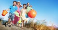 Cheerful Family Bonding by the Beach Holiday Concept Royalty Free Stock Photo