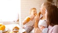 Cheerful family having breakfast together Royalty Free Stock Photo