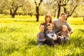 cheerful family having a picnic.