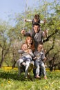 cheerful family having a picnic.