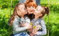 cheerful family having a picnic.