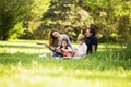 Cheerful family having a picnic.