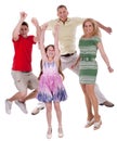 Cheerful family jumping to the air and having fun Royalty Free Stock Photo