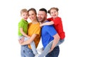 Cheerful family looking at camera in studio Royalty Free Stock Photo