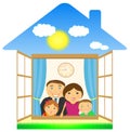 Cheerful family in private house Royalty Free Stock Photo