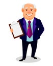 Cheerful fat business man cartoon character Royalty Free Stock Photo