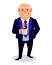 Cheerful fat business man cartoon character Royalty Free Stock Photo