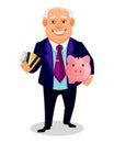 Cheerful fat business man cartoon character Royalty Free Stock Photo