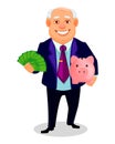 Cheerful fat business man cartoon character Royalty Free Stock Photo