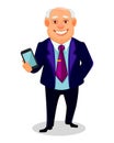 Cheerful fat business man cartoon character Royalty Free Stock Photo