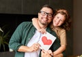 Cheerful father and daughter celebrating Fathers Day together at home Royalty Free Stock Photo