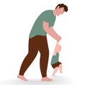 Cheerful Father Helping Baby To Walk Royalty Free Stock Photo