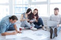 Cheerful female architects discussing their ideas Royalty Free Stock Photo