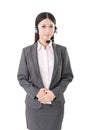 Cheerful female customer support phone operator Royalty Free Stock Photo