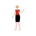 Cheerful Female Hotel Manager, Receptionist Meeting Guests, Hotel Staff Character in Uniform Vector Illustration