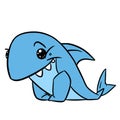Cheerful fish shark surprise smile cartoon illustration