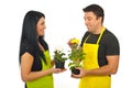 Cheerful florists having conversation Royalty Free Stock Photo