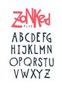 Cheerful friendly font. Vector. The letters are all separately. Set of letters of the English alphabet. Latin characters. Hipster