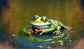 cheerful frog in water