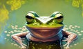 cheerful frog in water