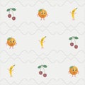 Cheerful fruits cartoon