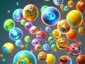 Cheerful Funny Balls, Generative AI Illustration Royalty Free Stock Photo