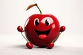 Cheerful Funny cherry character. Smiling fruit art