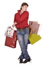 Cheerful funny happy shopping man. Royalty Free Stock Photo