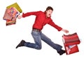 Cheerful funny happy shopping man. Royalty Free Stock Photo