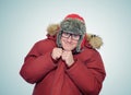 Cheerful funny man in glasses and winter clothes Royalty Free Stock Photo