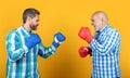 cheerful generation men boxing on background. photo of generation men boxing